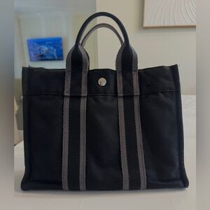 Hermès Cotton Canvas Fourre-Tout in Black/Grey